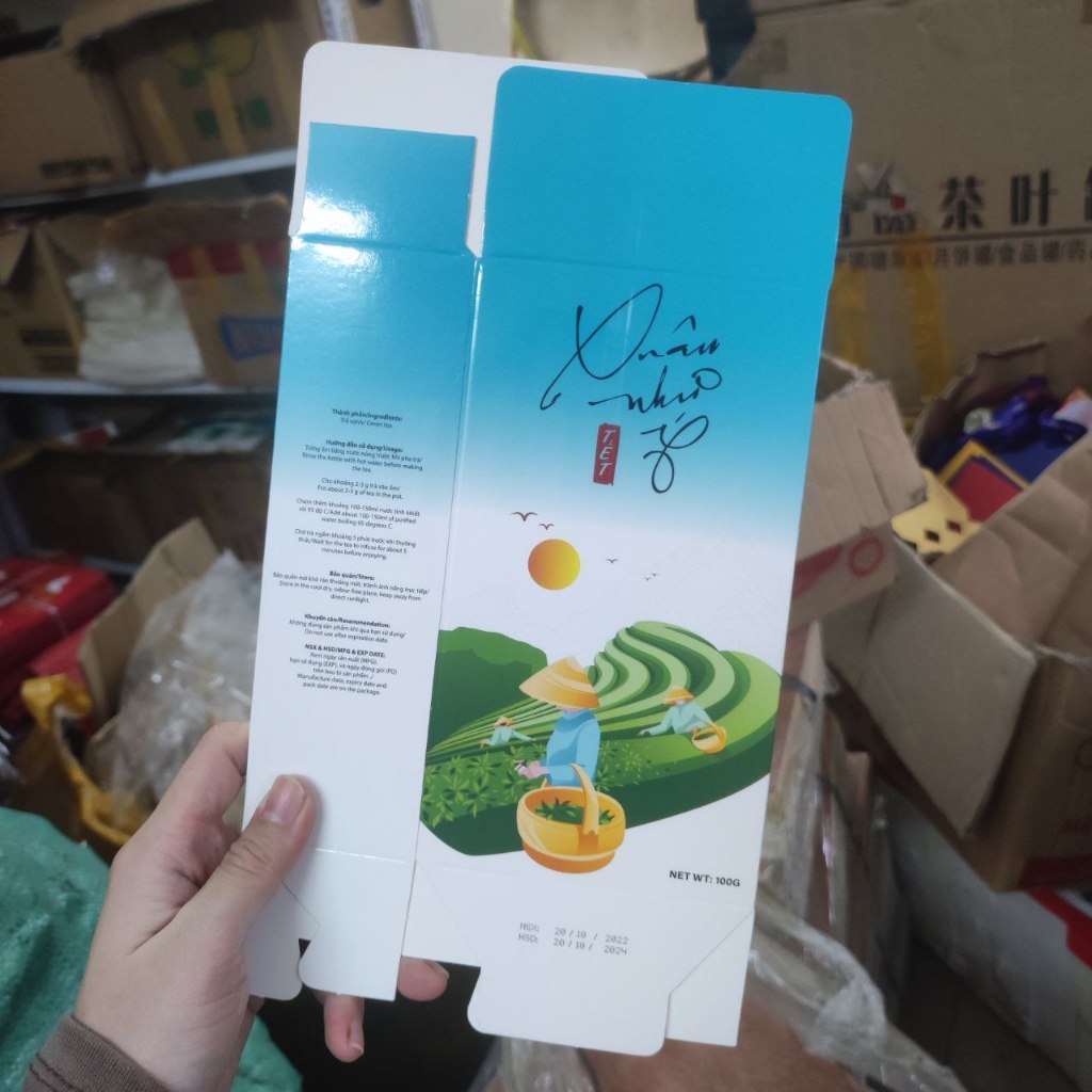 Trà Thái Nguyên Hộp Giấy 100g - Siêu rẻ đóng quà Tết tuyệt vời