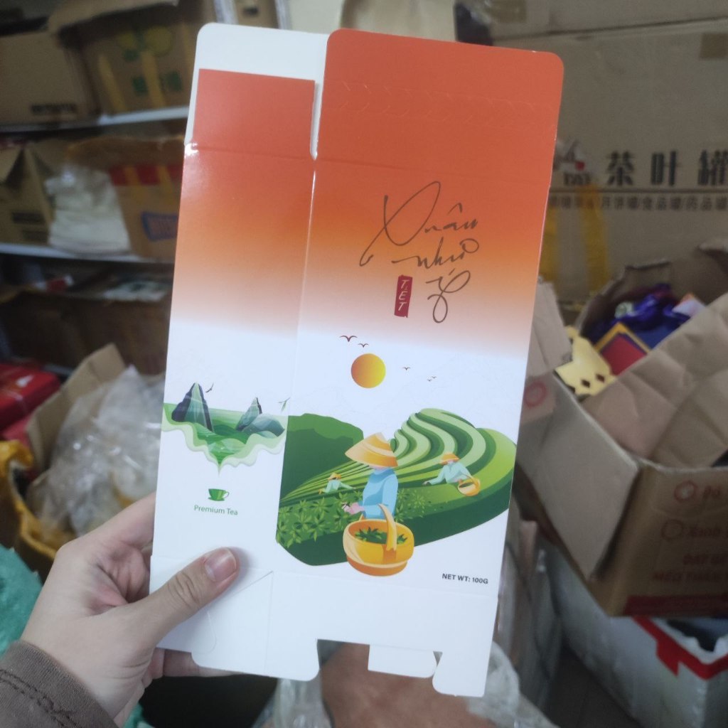 Vỏ Hộp đựng trà, chè spring tea đóng giỏ quà tết sang trọng 2024