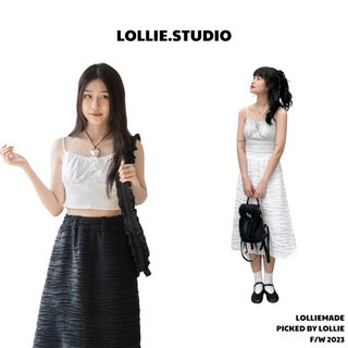 Áo hai dây nữ lollie studio tkp139 vải thun gân ngực rút buộc dây