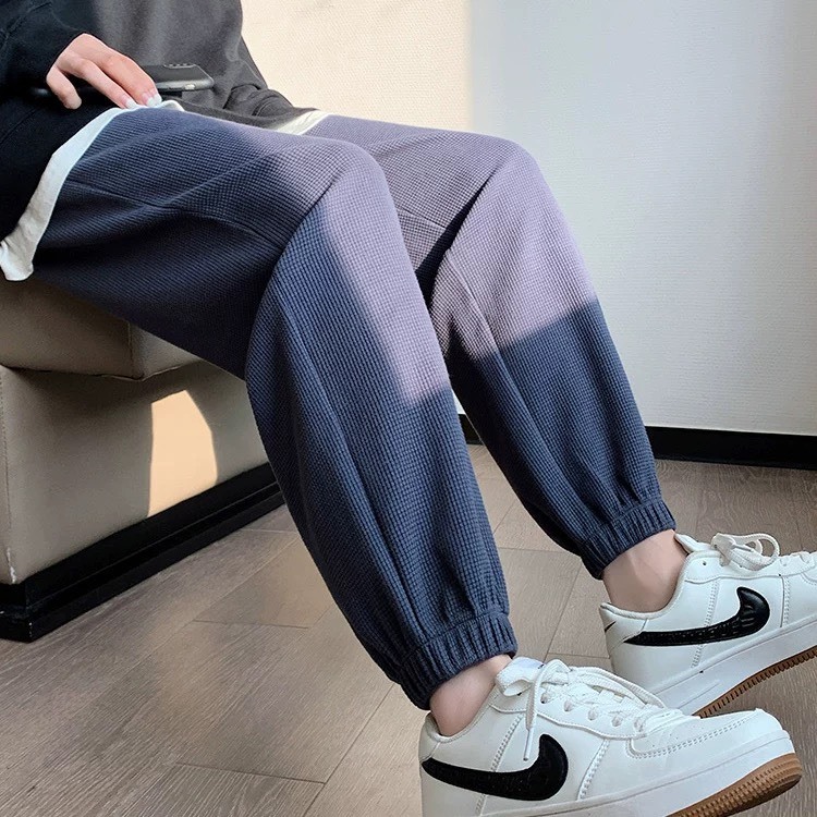 Quần jogger chất nỉ tổ ong cạp chun thể thao unisex dáng thụng bo gấu