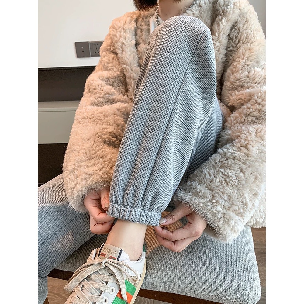 Quần jogger chất nỉ tổ ong cạp chun thể thao unisex dáng thụng bo gấu