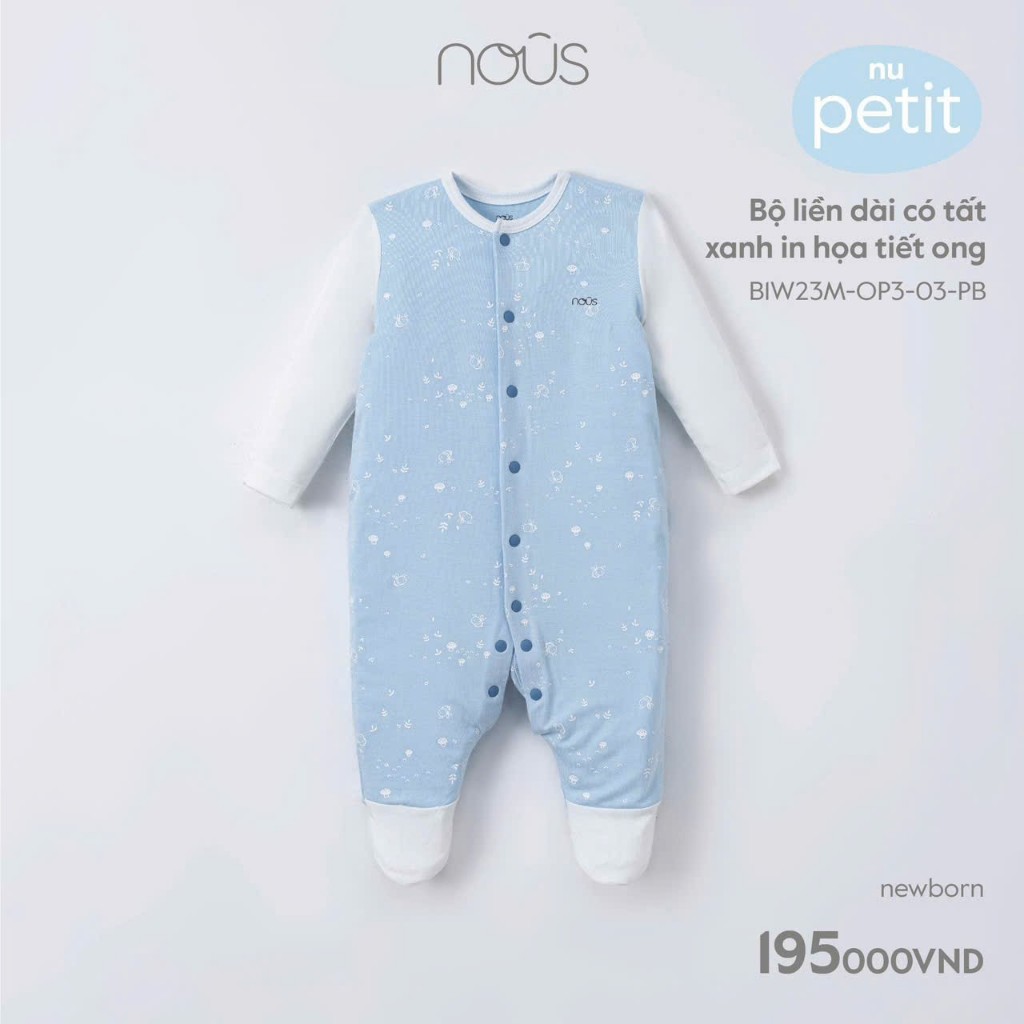 Bộ bodysuit liền tất kẻ petit nous