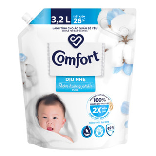 NƯỚC XẢ VẢI COMFORT DỊU NHẸ THƠM HƯƠNG PHẤN TÚI 3,2L LÀNH TÍNH CHO ÁO QUẦN BÉ YÊU