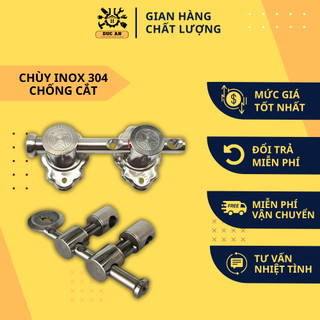 Khóa chùy inox 304 cao cấp chính hãng đặc to, bộ chùy inox then, nắm đấm khoá then