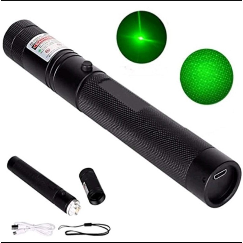 Đèn pin mini laser 303 tia sáng xanh siêu sáng, đèn laser siêu mạnh cao cấp gồm pin, sạc và khóa bút trình chiếu lazer