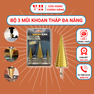 Combo Bộ 3 và 6 mũi khoan tháp đa năng 4mm - 32mm mũi khoan sắt, gỗ, thép, mica siêu bền không gỉ Vĩnh Hưng Tools
