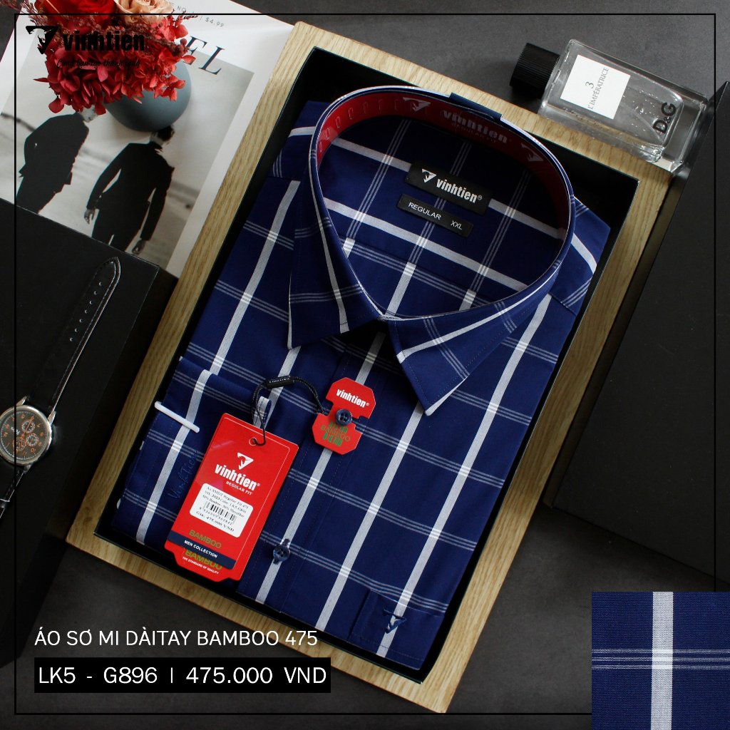 Áo Sơ Mi Dài Tay Caro Bamboo Regular Fit 475 Vĩnh Tiến - Nhiều Màu
