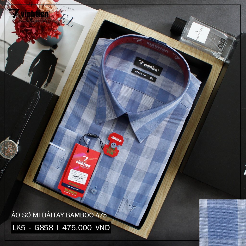 Áo Sơ Mi Dài Tay Caro Bamboo Regular Fit 475 Vĩnh Tiến - Nhiều Màu