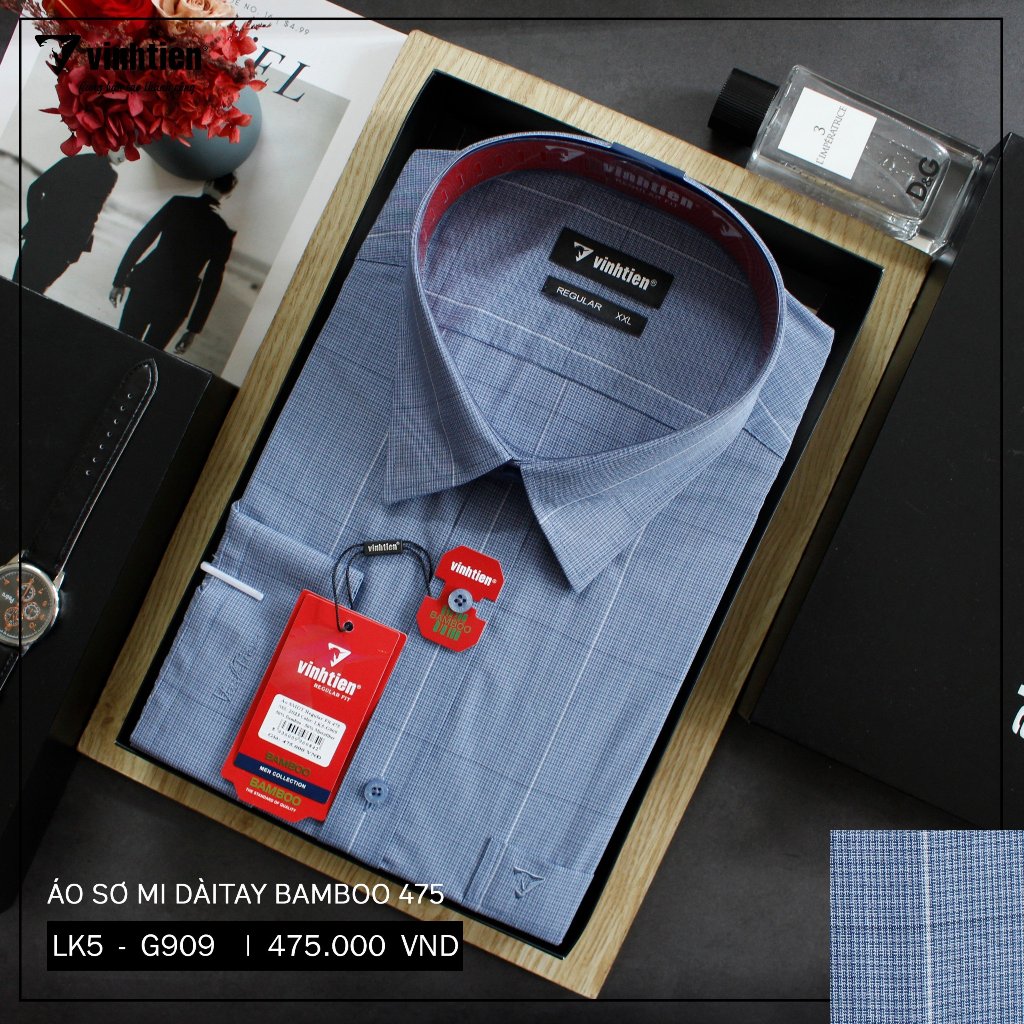 Áo Sơ Mi Dài Tay Caro Bamboo Regular Fit 475 Vĩnh Tiến - Nhiều Màu