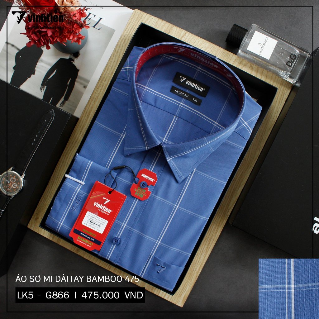 Áo Sơ Mi Dài Tay Caro Bamboo Regular Fit 475 Vĩnh Tiến - Nhiều Màu