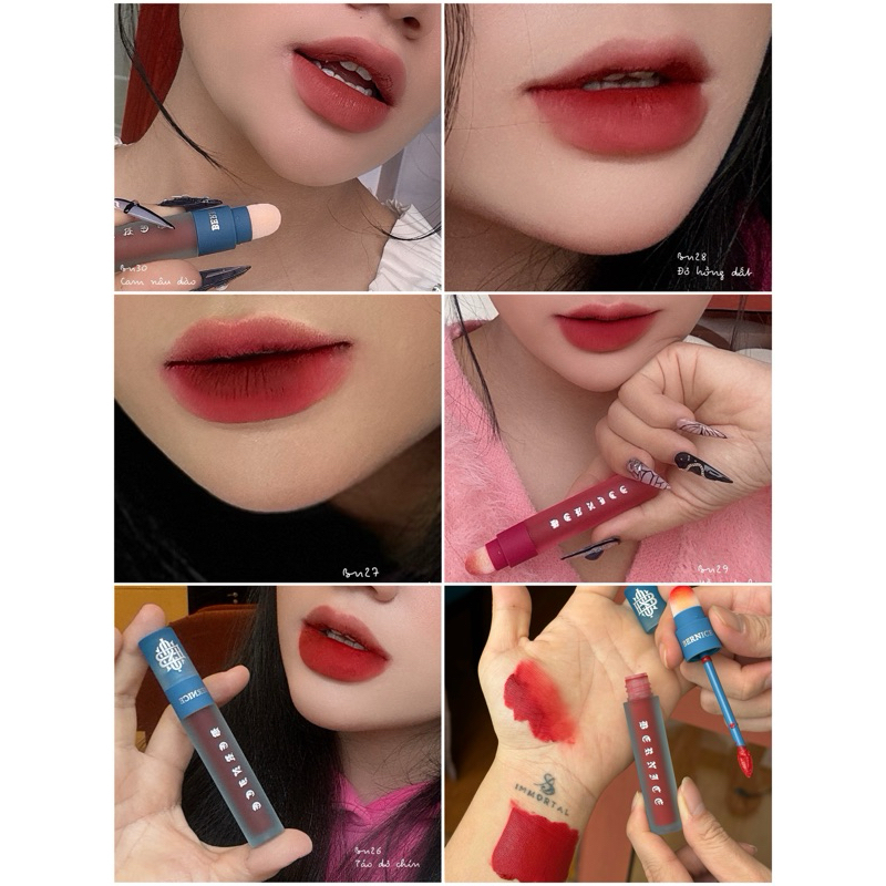 Son Kem Bernice Siêu Lì - Có Đầu Cọ - Chất Son Nhung Mịn 29 Màu