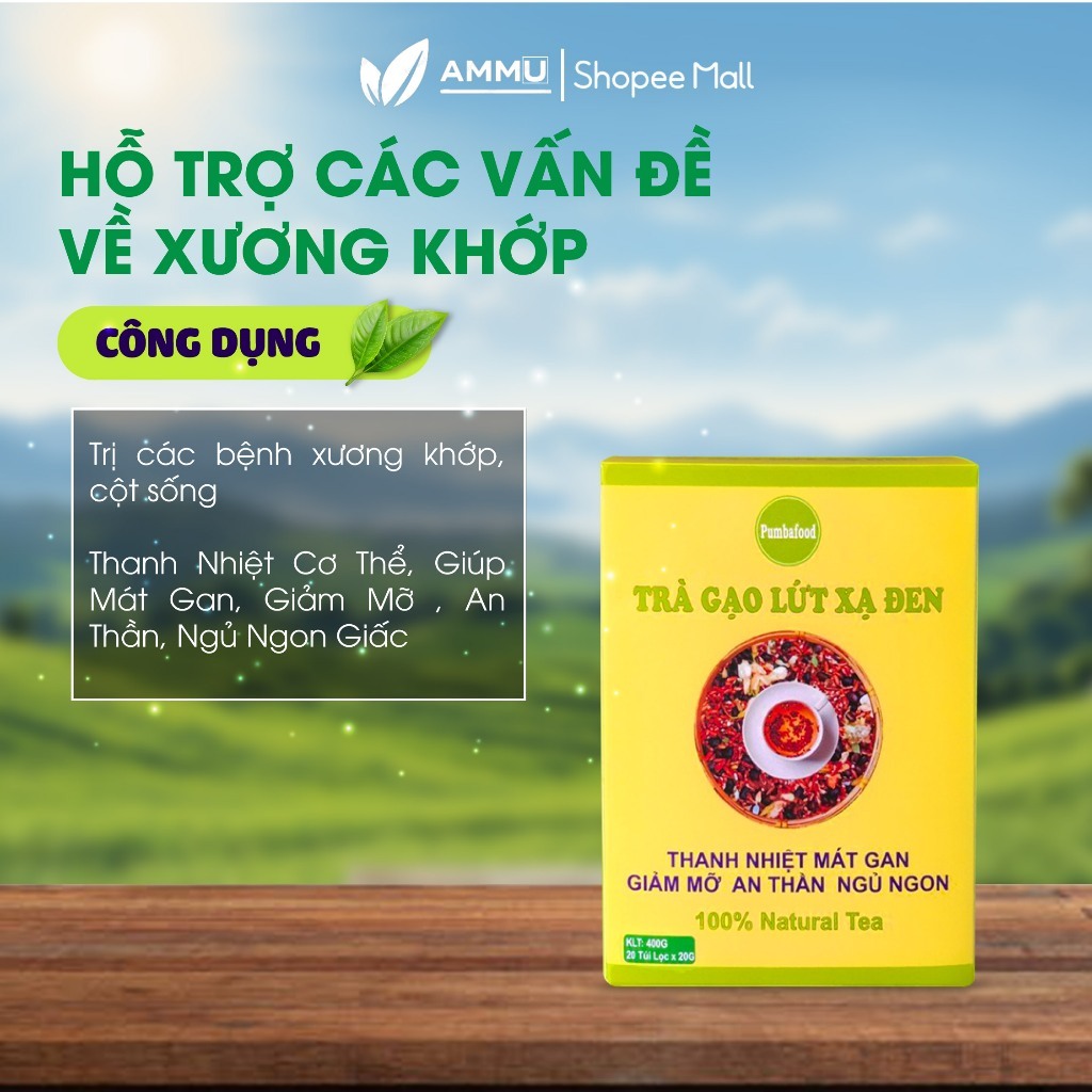 Trà Gạo Lứt xạ đen QUÊ VIỆT , Đậu Đen xanh lòng, Hoa Nhài, Cỏ Ngọt, xạ đen Hộp 30 Túi Lọc
