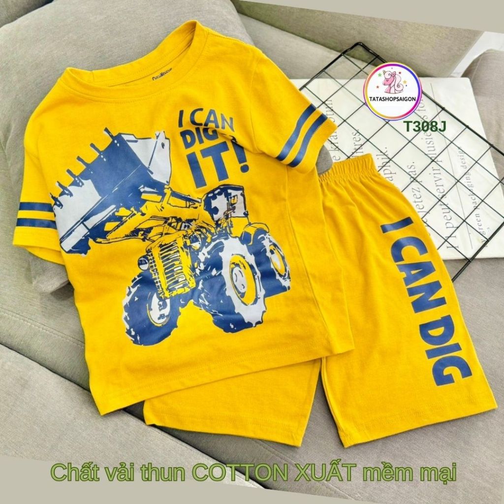 Đồ Bộ Cho Bé Trai 11-40 Kg Cotton Chính Phẩm In Hoạt Hình Hot Trend Mềm Mịn Mát  Set Quần Áo Trẻ Em 1-12 Tuổi T308