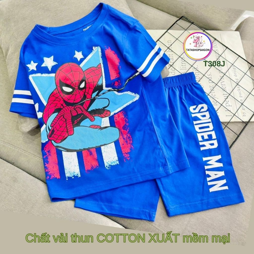Đồ Bộ Cho Bé Trai 11-40 Kg Cotton Chính Phẩm In Hoạt Hình Hot Trend Mềm Mịn Mát  Set Quần Áo Trẻ Em 1-12 Tuổi T308