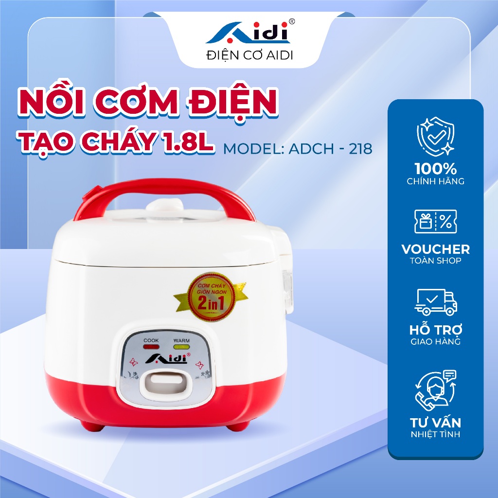 Nồi Cơm Điện Tạo Cháy AIDI Dung Tích 1,8l, Nồi Cơm Điện Nấu Ngon Nấu Cháo