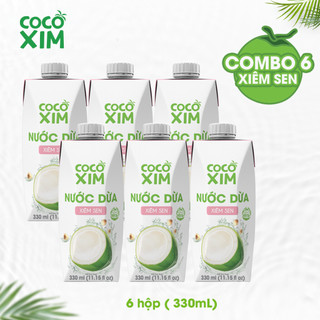 COMBO 6 Hộp Nước dừa đóng hộp Cocoxim Sen dung tích 330ml/Hộp