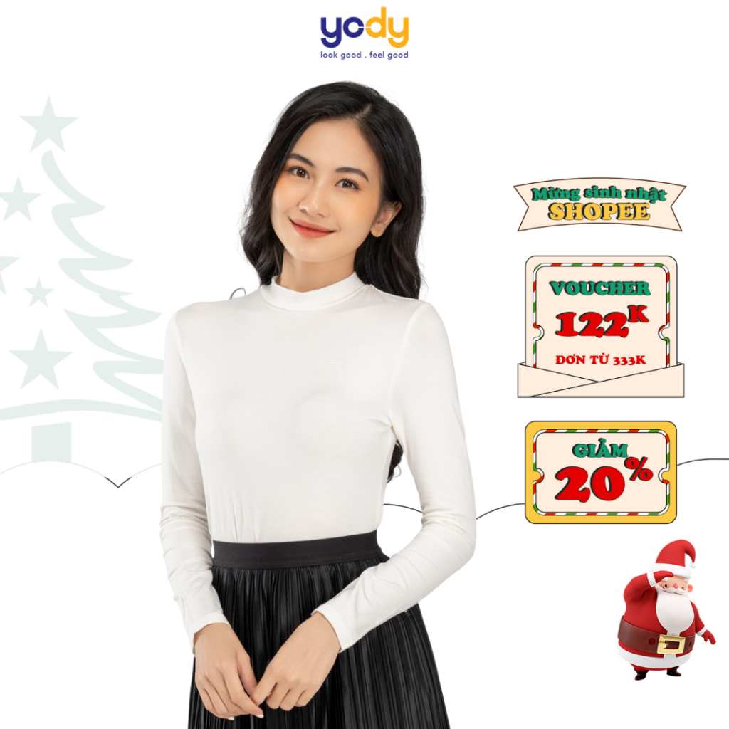 Áo giữ nhiệt nữ YODY thun thu đông cổ cao 3 phân, mềm mịn nhiều màu dễ mix đồ ATN5100
