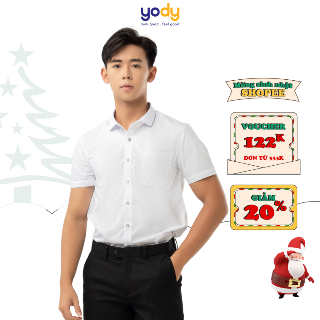Áo sơ mi cộc tay Yody nam chống nhăn khử mùi SNM5005