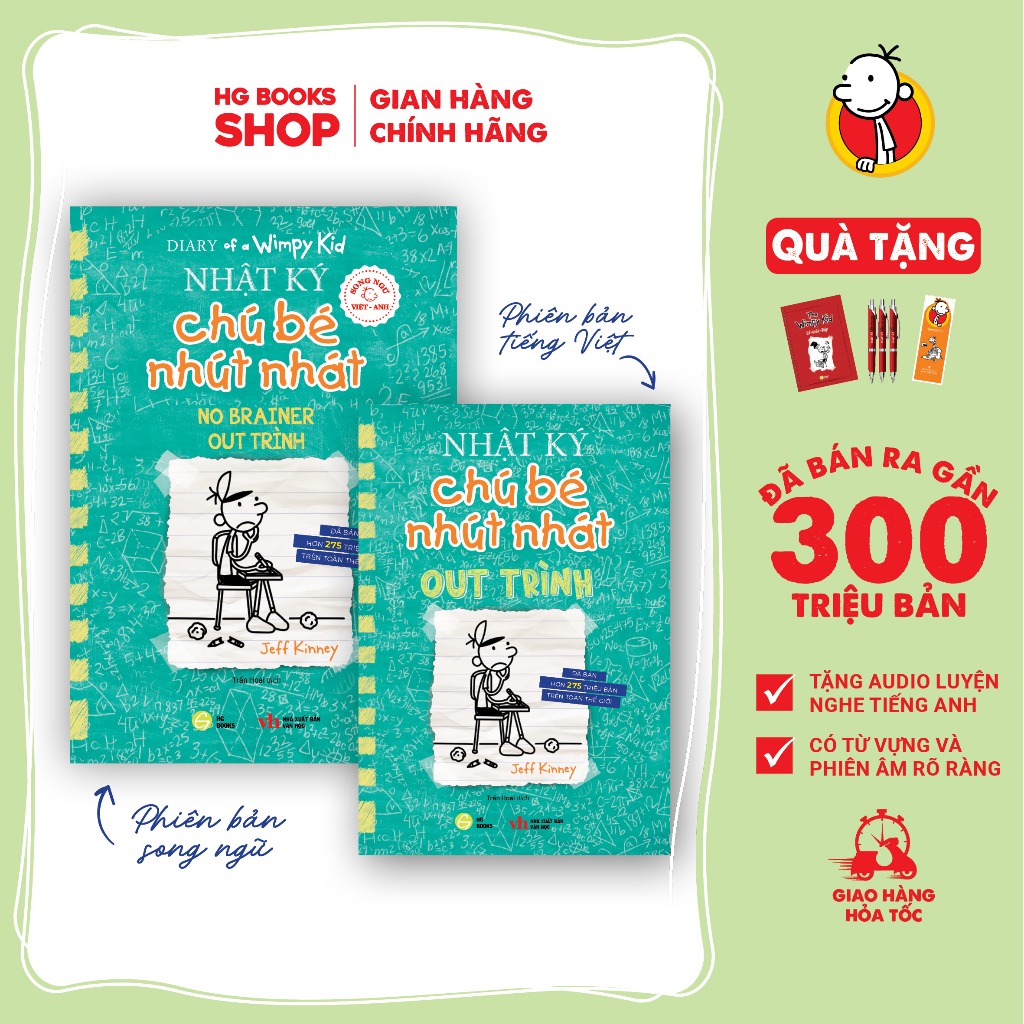 Nhật ký Chú Bé Nhút Nhát - Diary of a Wimpy Kid: Tập 18 - Out Trình. Bản Song Ngữ và Tiếng Việt . Đã Bán 300 Triệu Bản