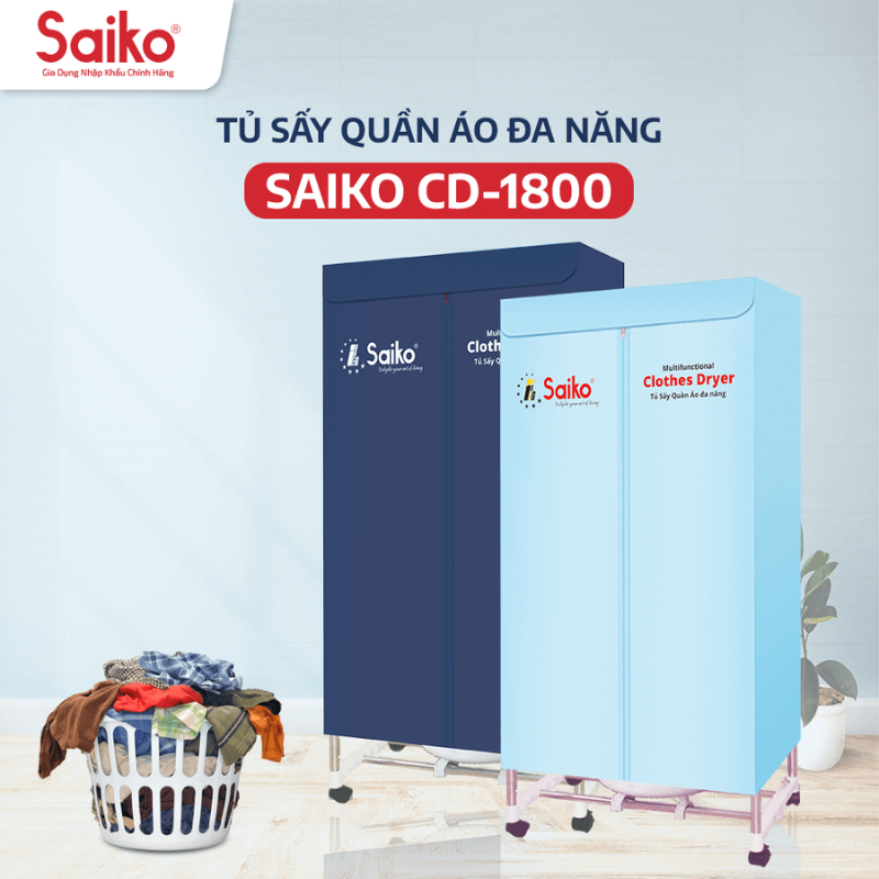 Tủ Sấy Quần Áo Saiko CD1800 - Công Suất 1800W- Bảo Hành 18 Tháng