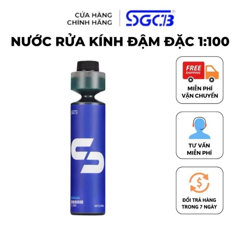 Nước rửa kính ô tô SGCB, Nước rửa kính đậm đặc 1:100, Tạo bóng và sạch vết bẩn 270ML