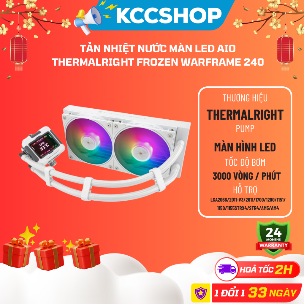 Tản Nhiệt Nước Màn Led AIO Thermalright Frozen Warframe 240 Đen + Trắng ARGB - Bảo Hành 24 Tháng
