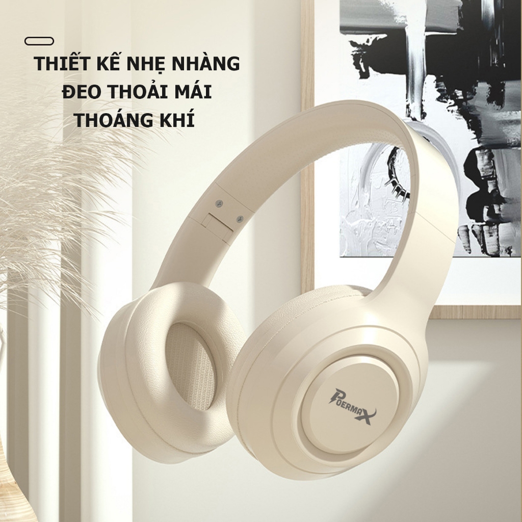 Tai nghe chụp tai bluetooth không dây Poermax DR58 có hỗ trợ đàm thoại rảnh tay, có giắc cắm vào máy tính 3.5 | BigBuy360 - bigbuy360.vn