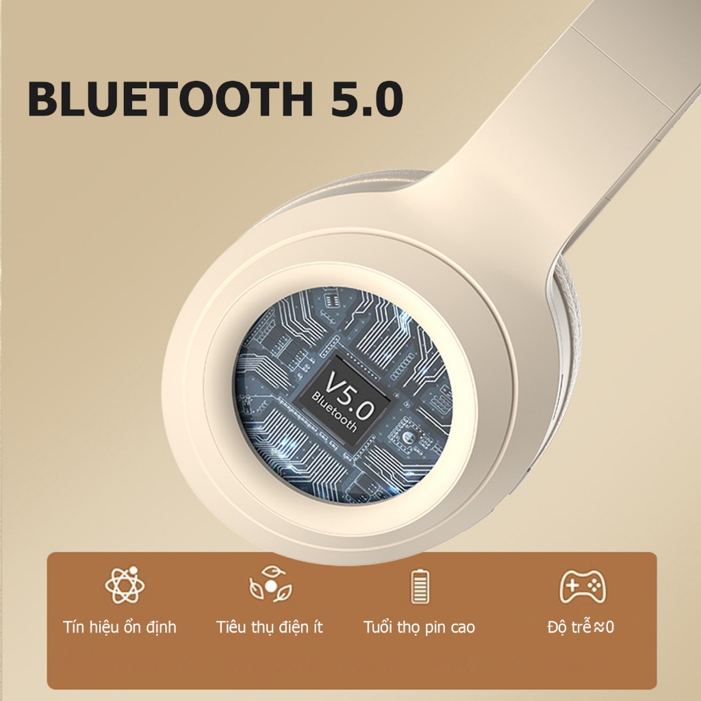 Tai nghe chụp tai bluetooth không dây Poermax DR58 có hỗ trợ đàm thoại rảnh tay, có giắc cắm vào máy tính 3.5 | BigBuy360 - bigbuy360.vn