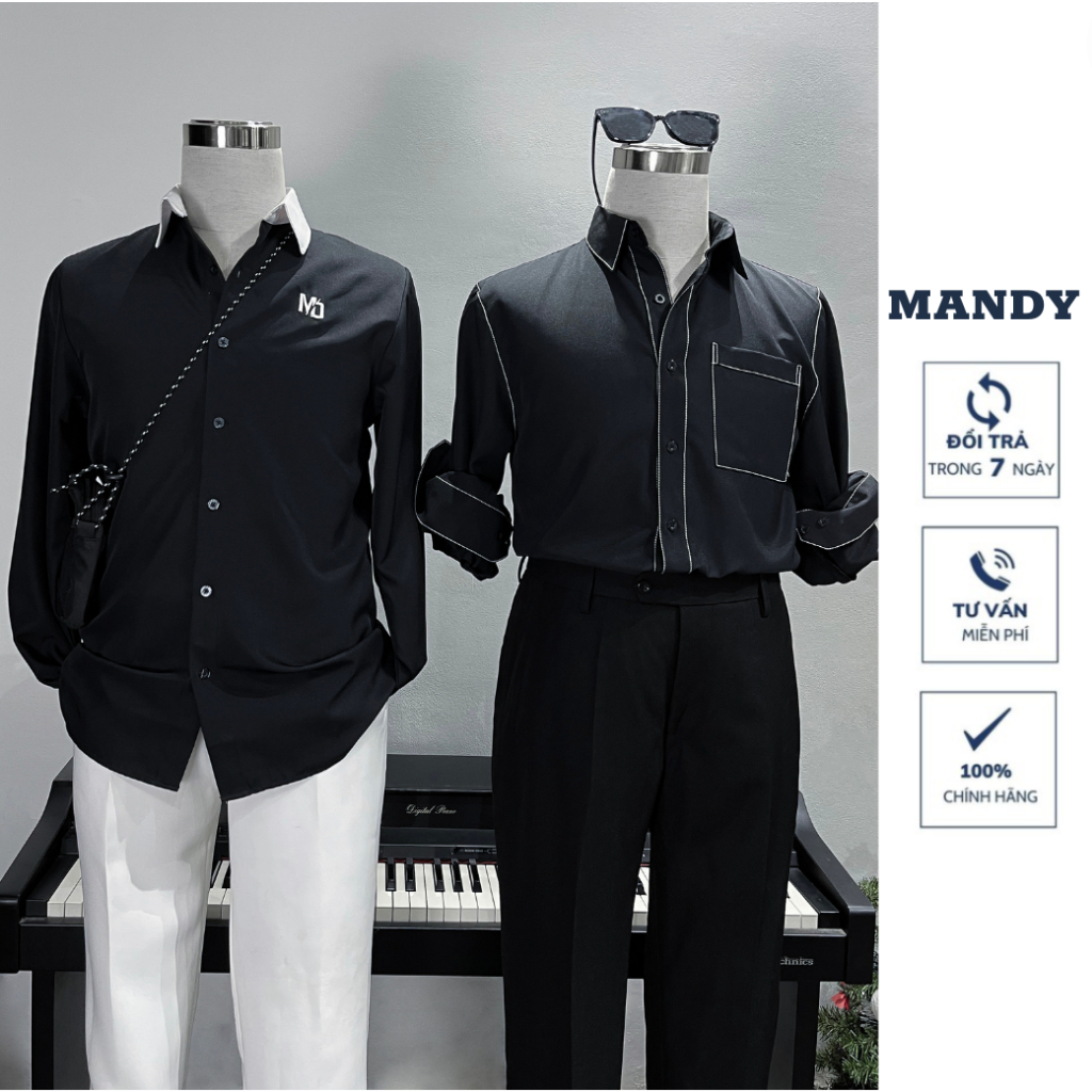 Áo sơ mi nam phối cổ tay áo chuẩn form MANDY - BW THEU MD