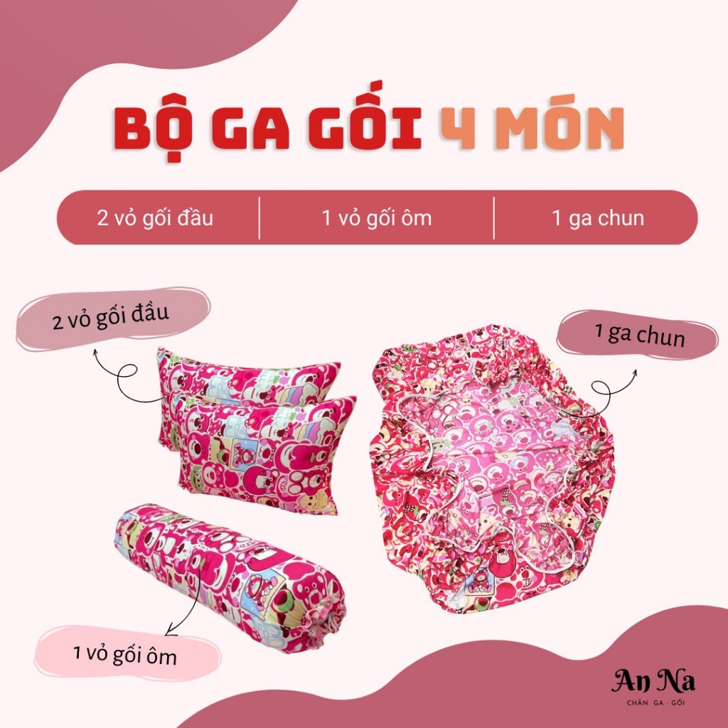Bộ ga gối không mền  Hàn Quốc chất phi lụa mềm mịn thoáng mát tông đỏ nâu - LanhNguyenShop