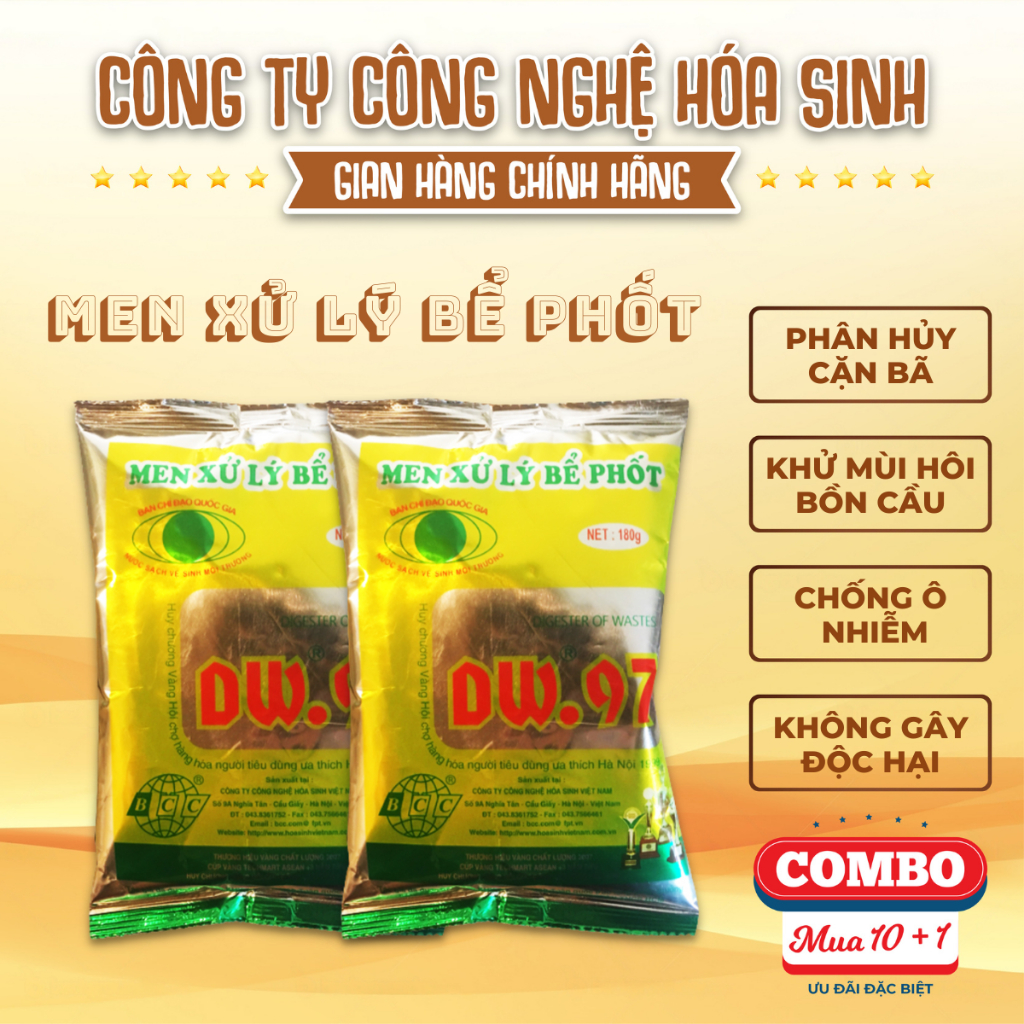 Men Xử Lý Bể Phốt DW97 CHÍNH HÃNG Bột Hầm Cầu Khử Mùi Diệt Trứng Giun Sán Vi Khuẩn DW.97