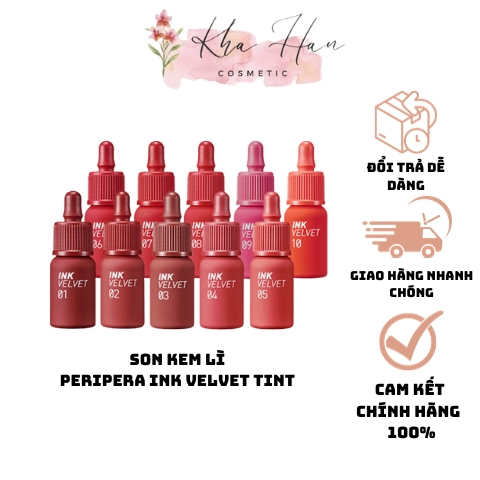 Son kem lì Peripera Ink Velvet Tint hiệu ứng nhung mịn 4g