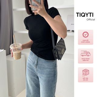 Áo thun nữ trơn cổ tròn TIQYTI 02 tay ngắn form ôm body tôn dáng , thun tăm co dãn 4 chiều, big size 40-70kg