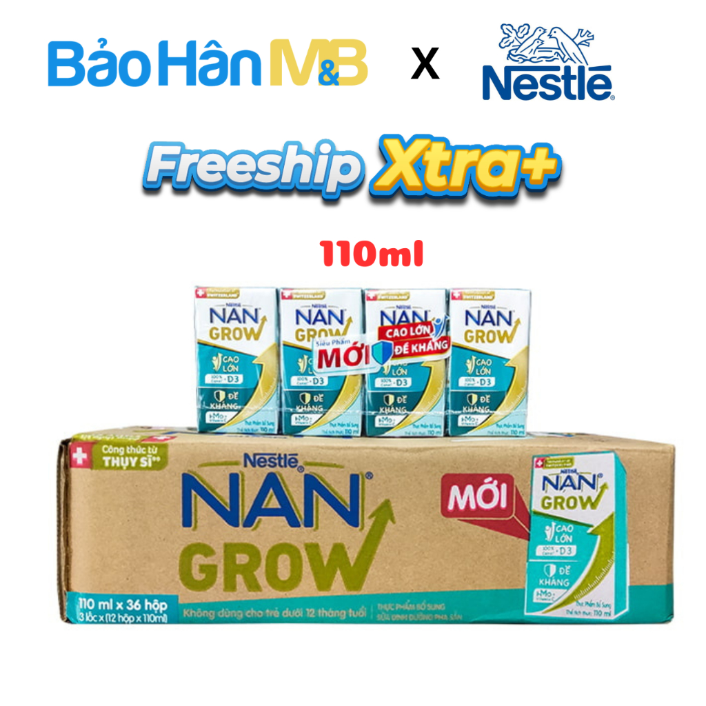 Sữa bột pha sẵn Nan Grow Nestle - Phát triển toàn diện - 110ml  Thùng x