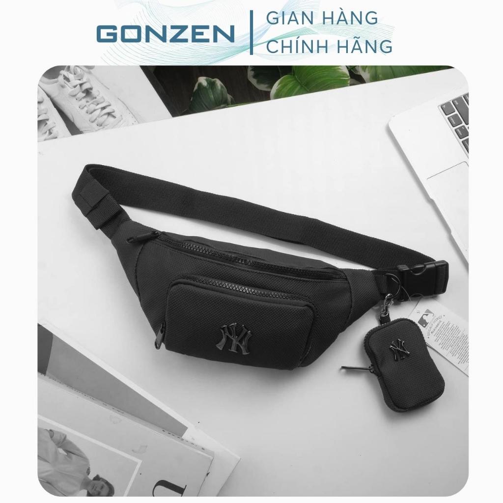 Túi Bao Tử Đeo Chéo Mini MLB Logo Kim Loại NY Vải Da Chống Nước Size 25*17*7 Đeo Bụng Bán Hàng _GONZEN TX01