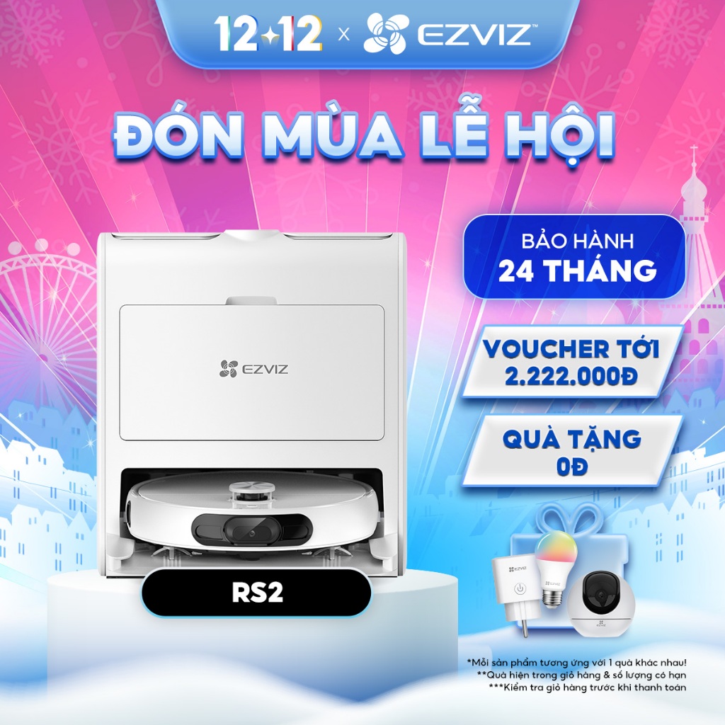 [Mã ELEZ10 giảm 10% đơn 800K] EZVIZ Robot hút bụi lau sàn tự động RS2 làm sạch thông minh, bảo hành 24 tháng