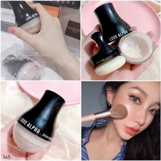 Phấn Phủ Bột Kiềm Dầu Có Nhũ Bắt Sáng - Love Alpha (Kèm Bông Phấn)