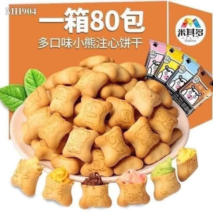 COMBO 80 GÓI BÁNH GẤU NHÂN KEM CHOCO BEAR MIX 4 VỊ SIÊU NGON siêu rẻ date mới