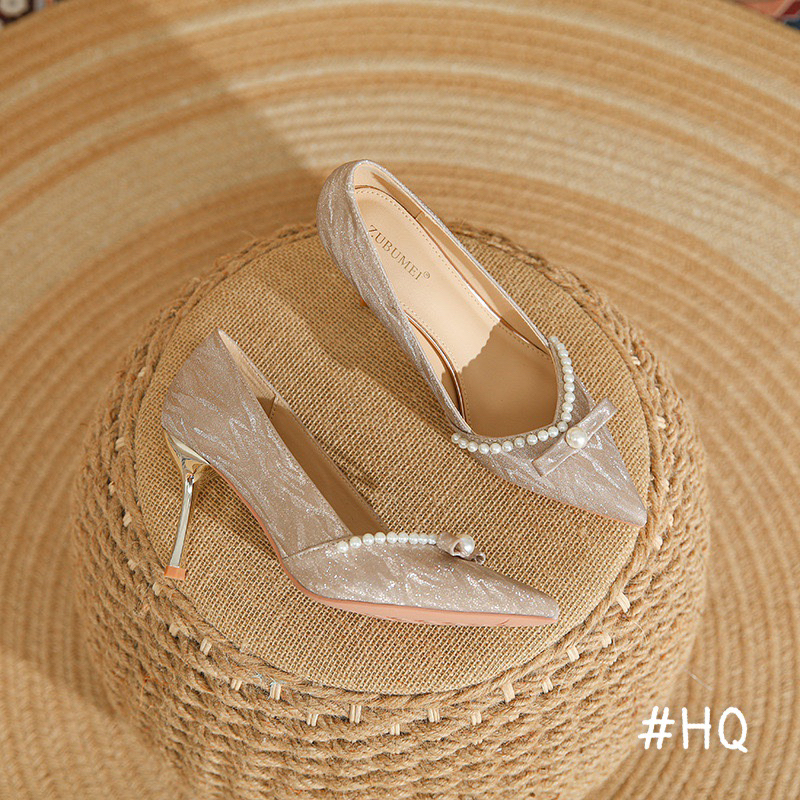 Giày cưới đẹp gót cao 8p tôn dáng giày thiết kế dành cho cô dâu hàng có sẵn mới 2024