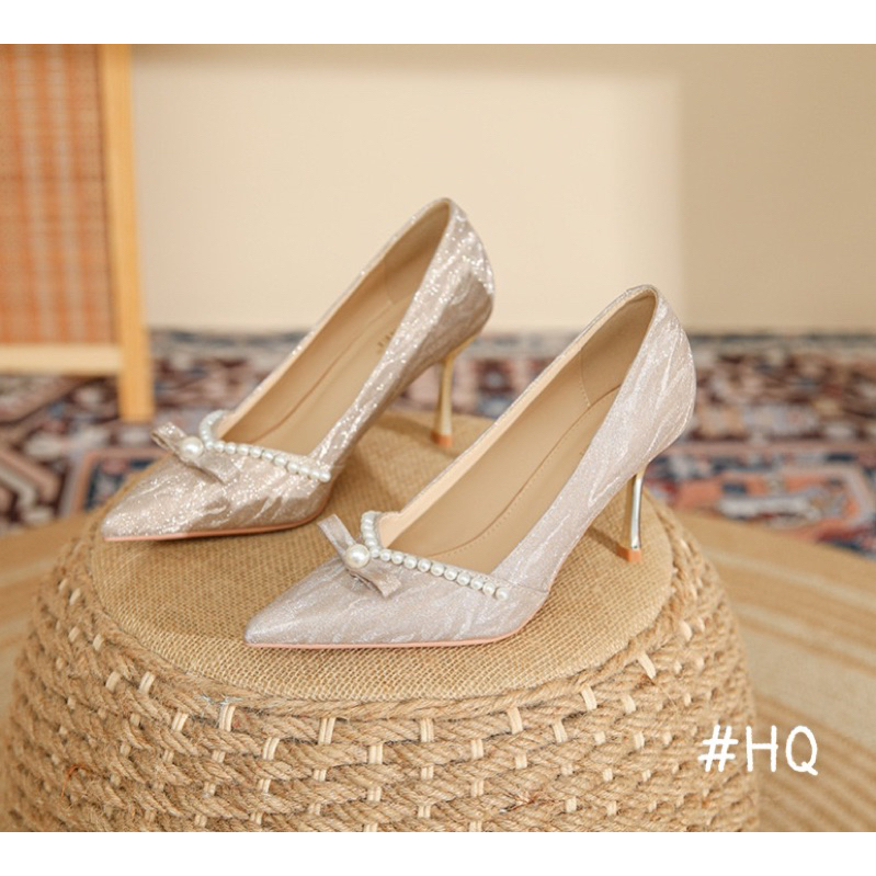 Giày cưới đẹp gót cao 8p tôn dáng giày thiết kế dành cho cô dâu hàng có sẵn mới 2024