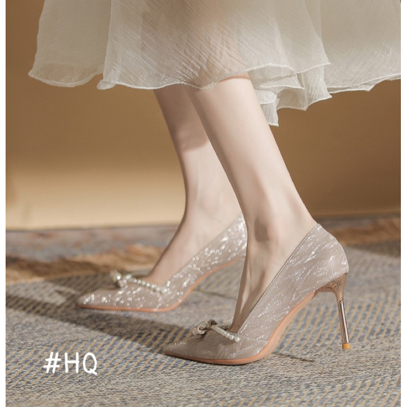 Giày cưới đẹp gót cao 8p tôn dáng giày thiết kế dành cho cô dâu hàng có sẵn mới 2024