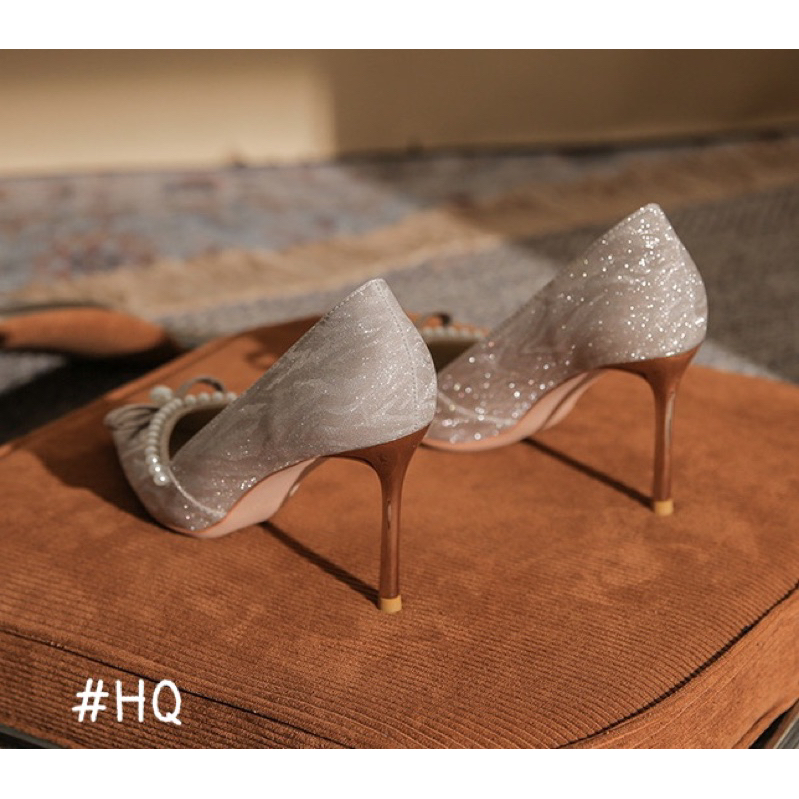 Giày cưới đẹp gót cao 8p tôn dáng giày thiết kế dành cho cô dâu hàng có sẵn mới 2024