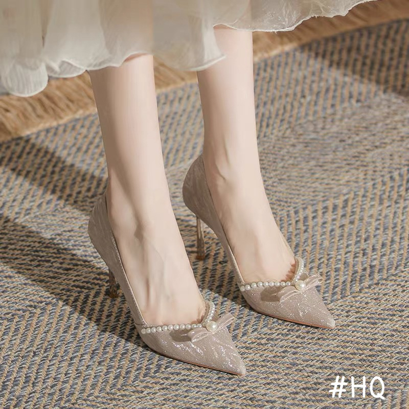 Giày cưới đẹp gót cao 8p tôn dáng giày thiết kế dành cho cô dâu hàng có sẵn mới 2024