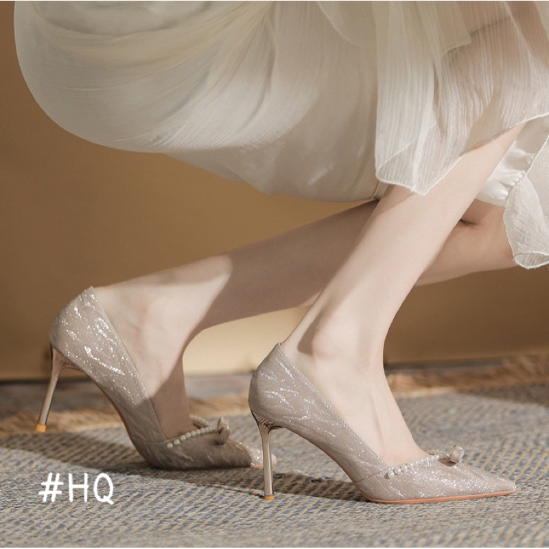 Giày cưới đẹp gót cao 8p tôn dáng giày thiết kế dành cho cô dâu hàng có sẵn mới 2024