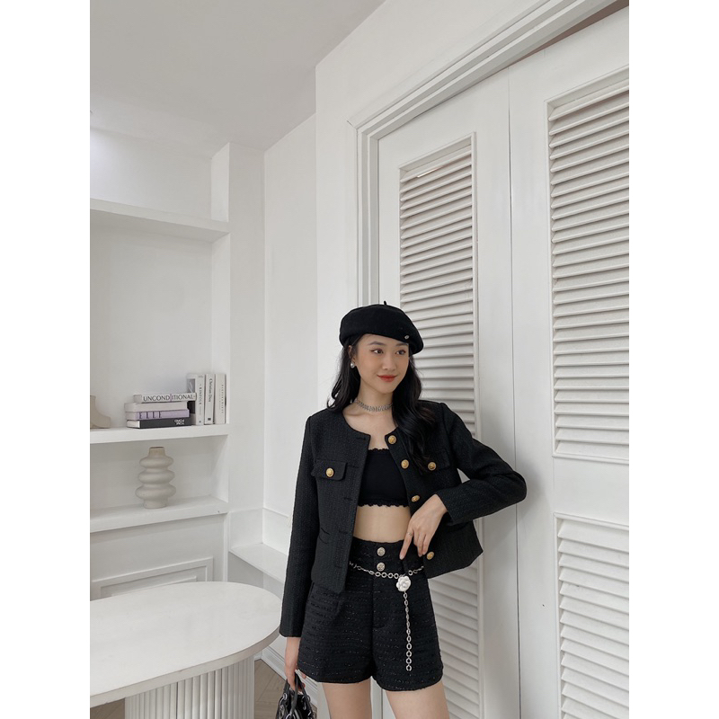 Quần short dạ nhũ kèm đai 403