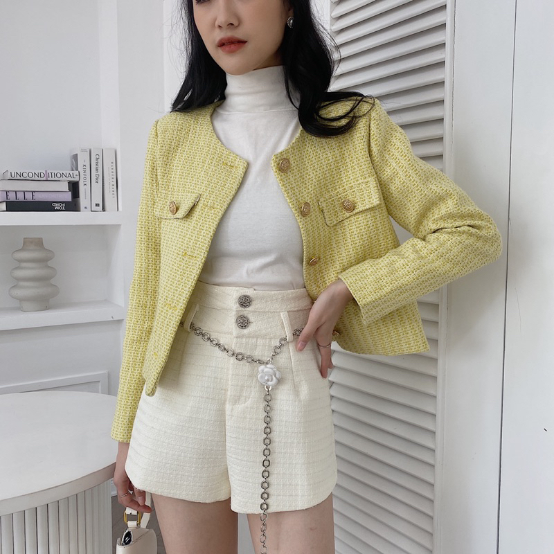 Quần short dạ nhũ kèm đai 403