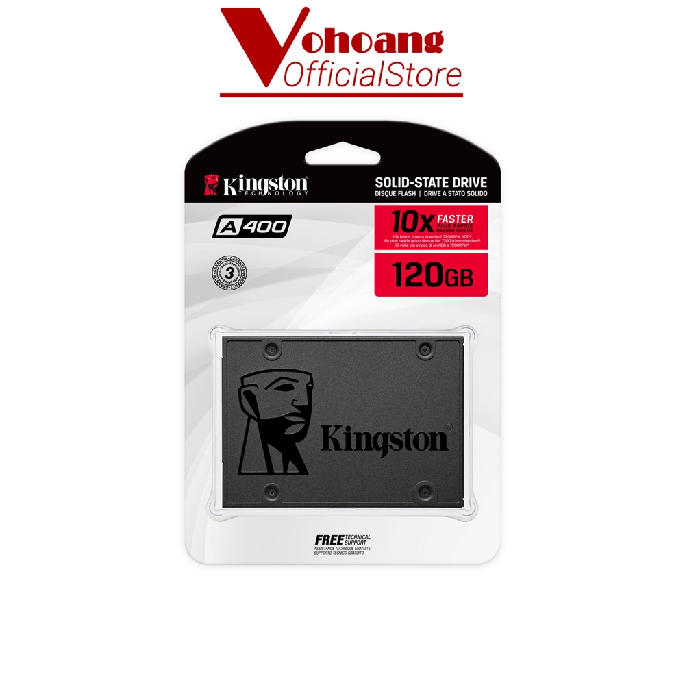 (Hot Sale) Ổ cứng SSD Kingston A400 120GB 2.5inch Sata 3 dùng cho laptop, máy bàn bảo hành 3 năm - Hàng Chính Hãng