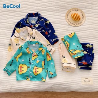 Đồ Bộ Ngủ Lụa Dài Tay Quả Dứa Cho Bé, Bộ Pijama Cho Bé Yêu Từ 8-27kg MINKY BABY
