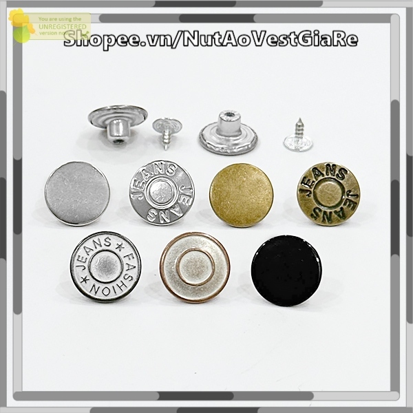 Set 20 Chiếc nút đóng quần jean bằng búa, size 1.6cm, Khuy Đồng, khuy bạc Cho Quần Jean, Áo Khoác Je