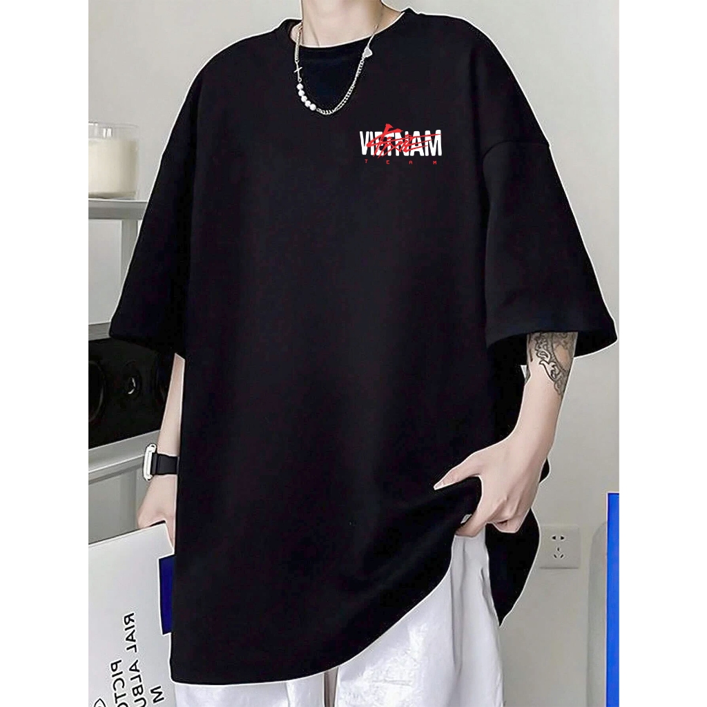 Áo thun nam nữ tay lỡ form rộng Việt Nam Team dày mịn